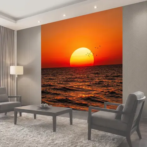 Фотообои Морской закат с птицами