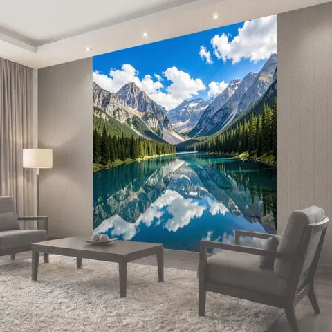 Фотообои Горное озеро с отражениями