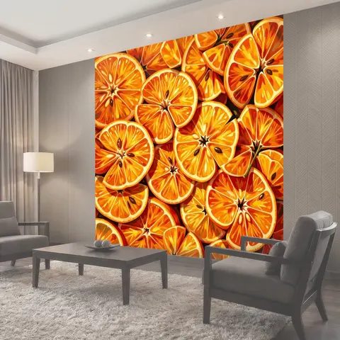 Фотообои Апельсиновые дольки и срезы