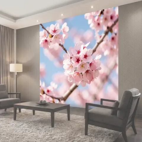 Фотообои Нежно-розовые цветы сакуры