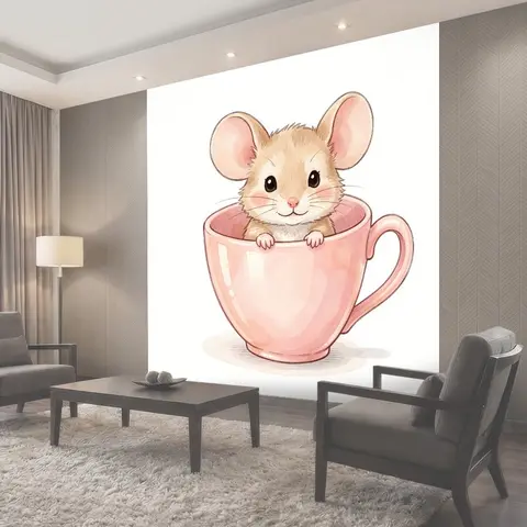 Фотообои Мышонок в розовой чашке