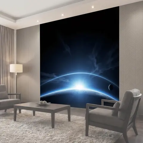 Фотообои Космос и восход над планетой