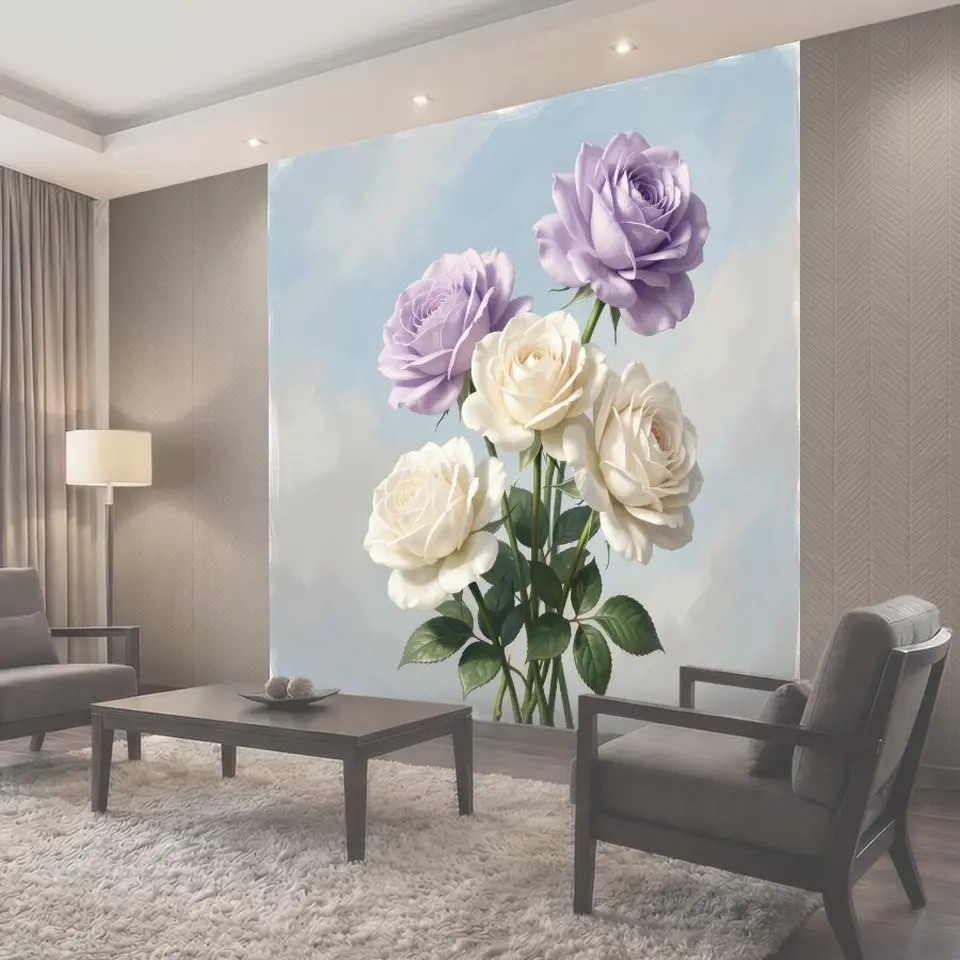 Фотообои Нежные розы в пастельных тонах
