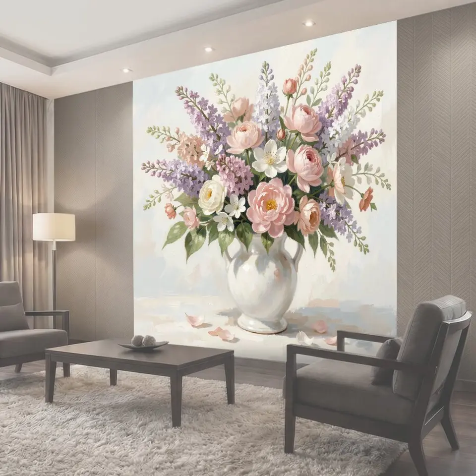 Фотообои Нежный букет в керамической вазе