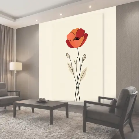 Фотообои Красный цветок в минимализме
