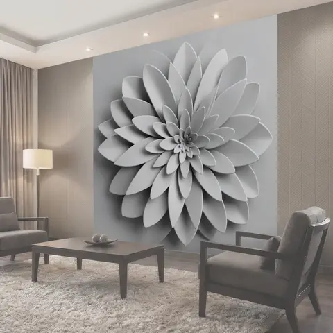 Фотообои Серый цветок в 3D-лепестках