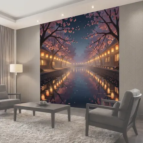 Фотообои Сакура над тихим прудом