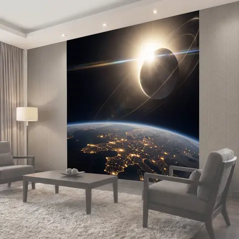 Фотообои Земля и затмение в космосе
