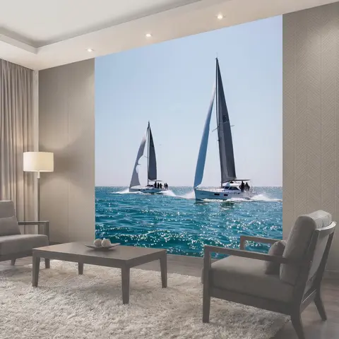 Фотообои Энергия парусных яхт, бороздящих морские просторы, создаёт величественные образы в рамках прилива и отлива