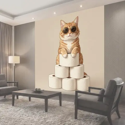 Фотообои Рыжий кот в круглых очках