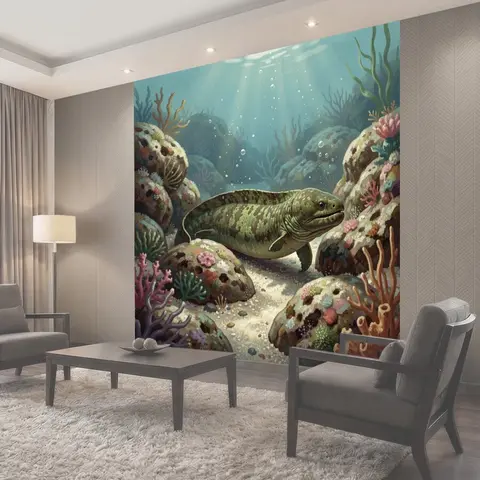 Фотообои Морское дно с муреной среди кораллов