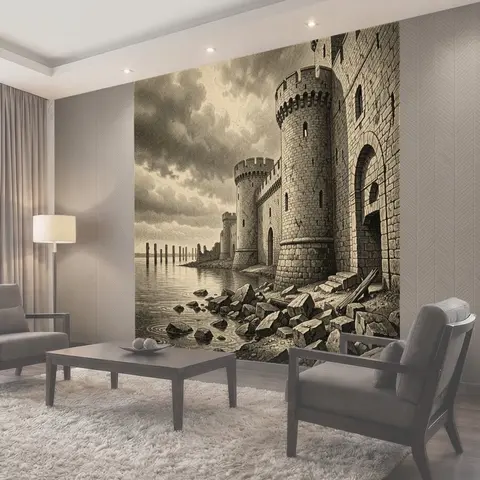 Фотообои Старинная цитадель у реки