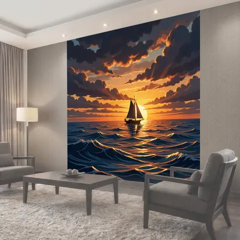 Фотообои Парусник на закатном море