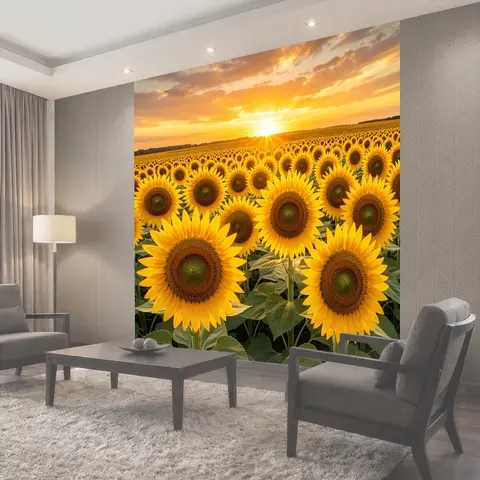 Фотообои Подсолнухи на закате