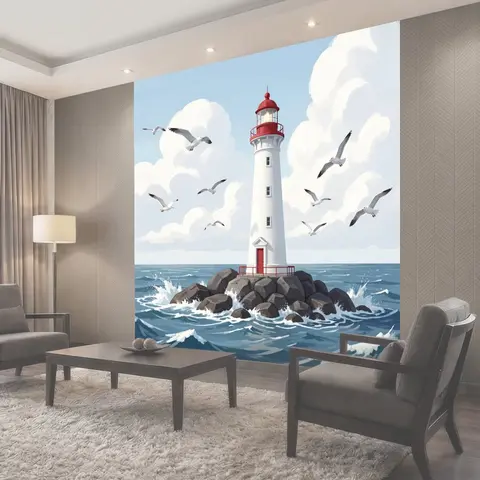 Фотообои Маяк в морском просторе
