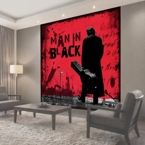 Фотообои Johnny Cash Дань Art Коллаж Digital Человек в черном на красном фоне джонни наличные деньги