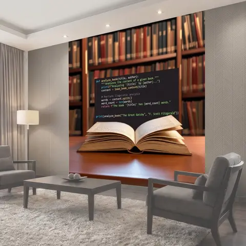 Фотообои Открытая книга с программным кодом