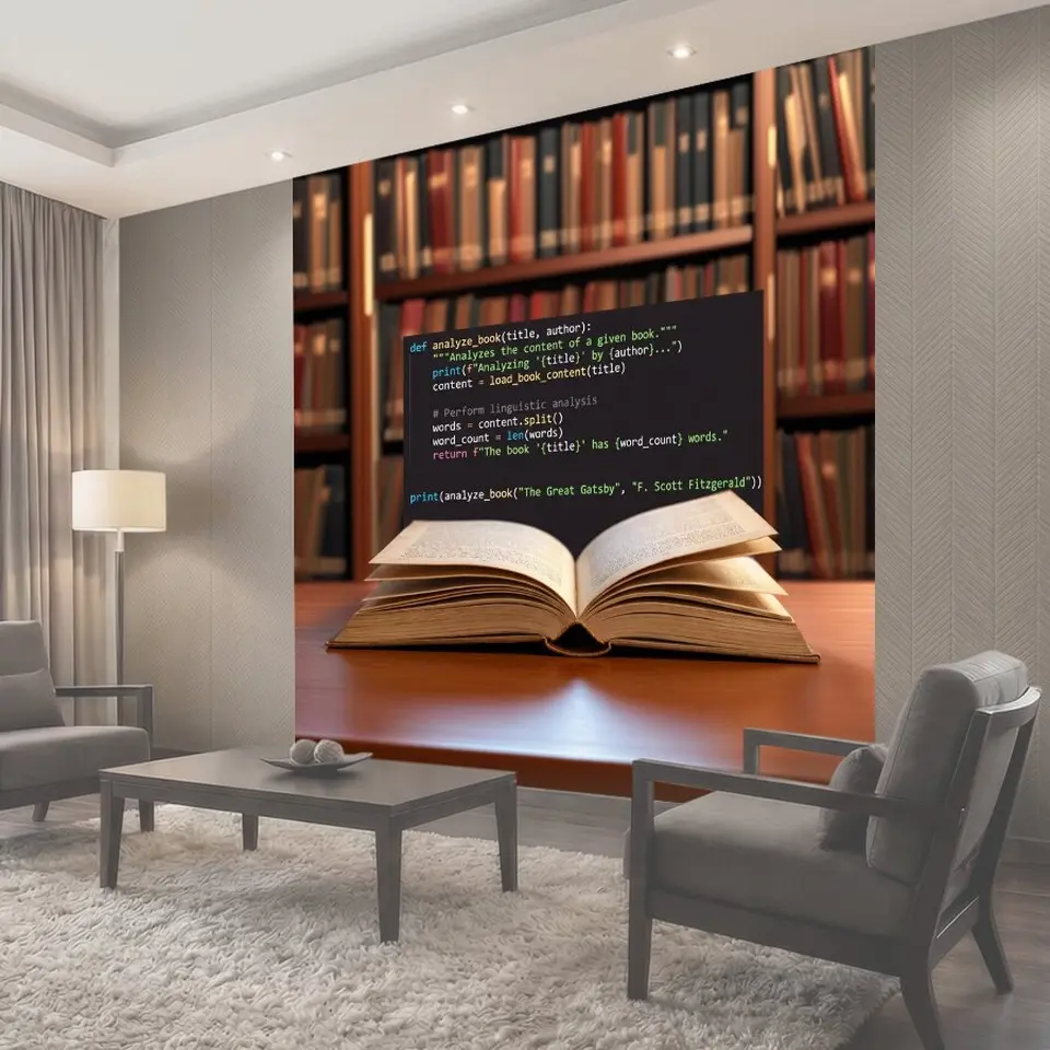 Фотообои Открытая книга с программным кодом