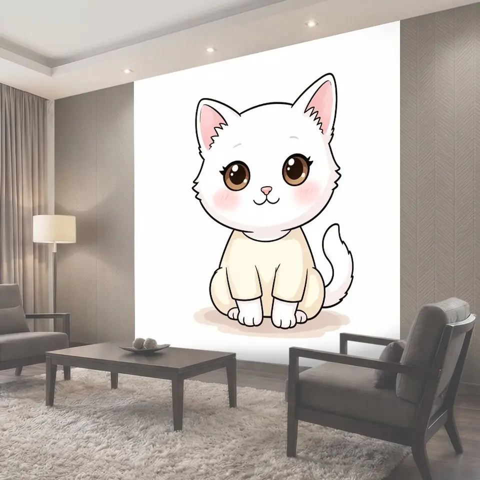 Фотообои Милый белый котенок