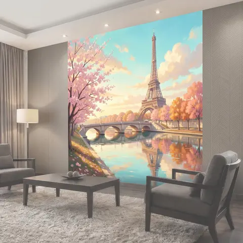 Фотообои Париж с Эйфелевой башней весной