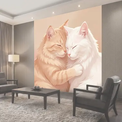 Фотообои Два нежных кота в объятиях