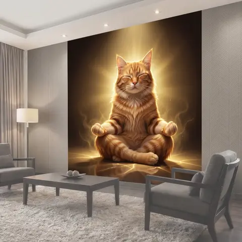 Фотообои Медитирующий рыжий кот