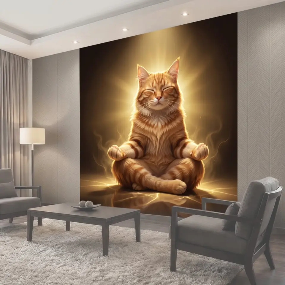 Фотообои Медитирующий рыжий кот
