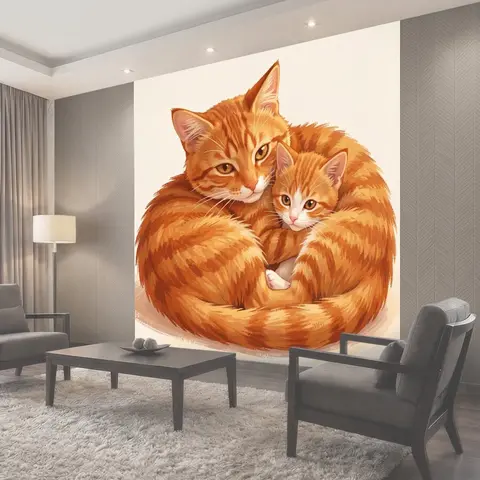 Фотообои Рыжие котята в объятиях