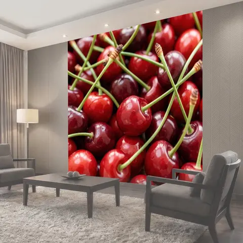 Фотообои Спелая черешня крупным планом