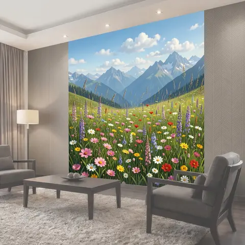 Фотообои Альпийский луг с горами