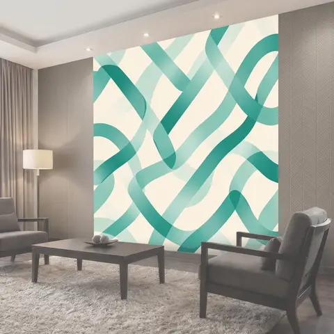 Фотообои Абстрактные ленты бирюзовых волн