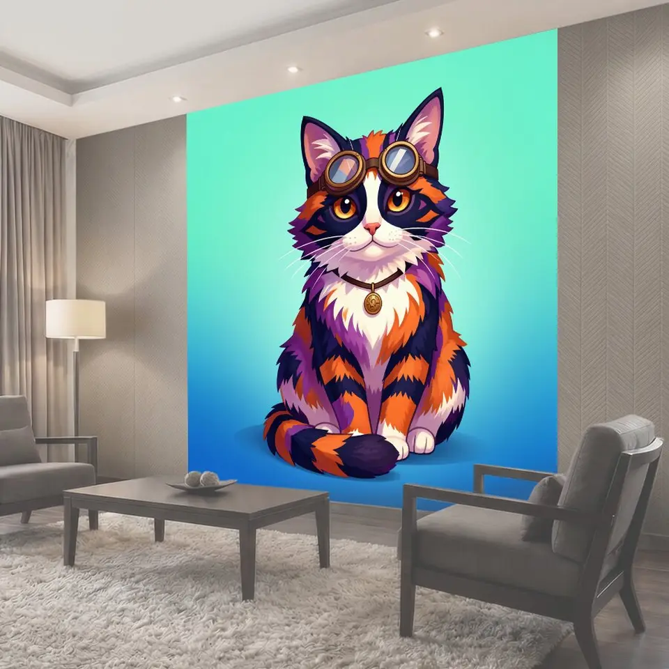 Фотообои Котенок в очках и медальоне