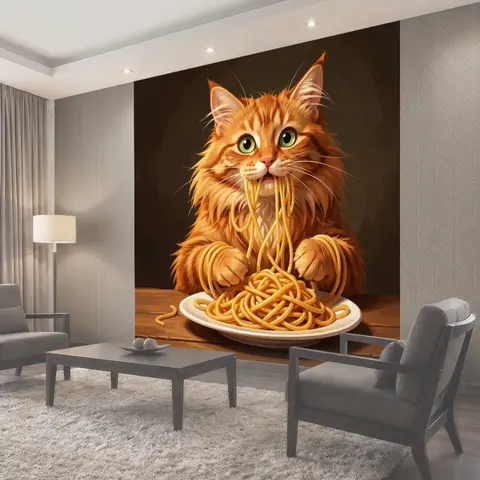 Фотообои Рыжий кот с макаронами