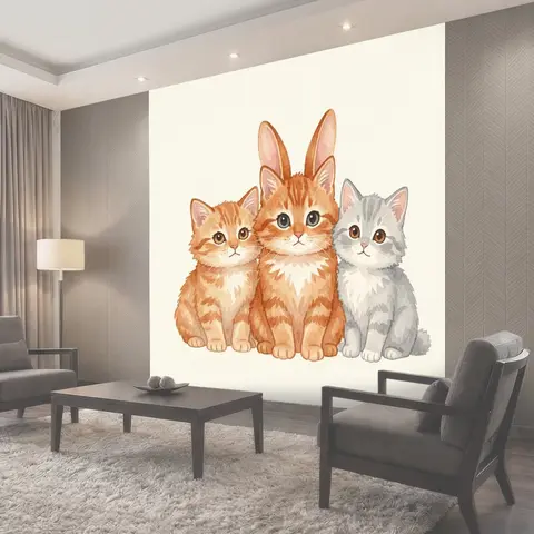Фотообои Три милых котенка рядом