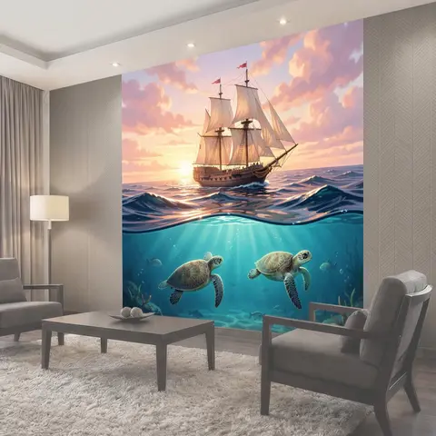 Фотообои Парусник и морские черепахи