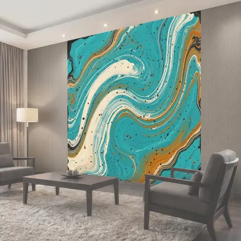 Фотообои Бирюзовый мраморный водоворот