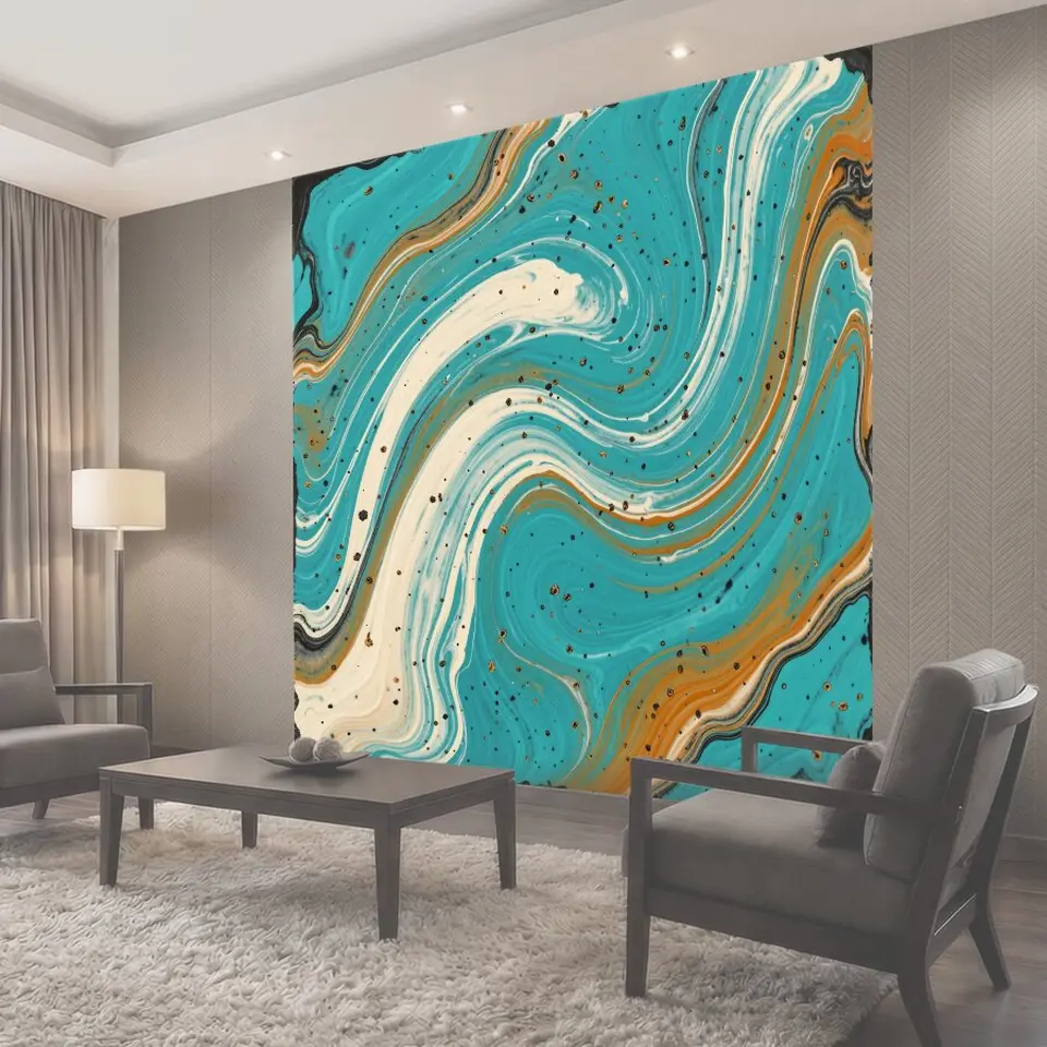 Фотообои Бирюзовый мраморный водоворот