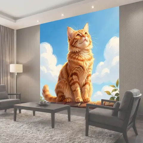 Фотообои Рыжий кот на крыше