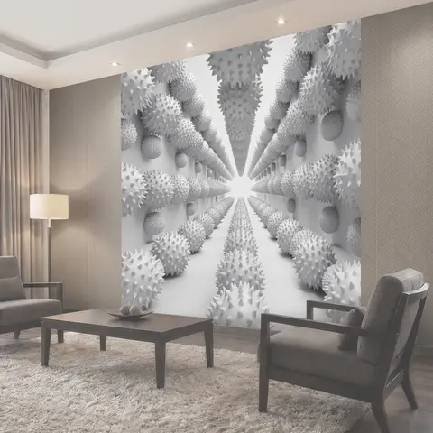 Фотообои 3D конусы из шипов и шариков