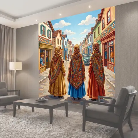 Фотообои Яркие народные наряды на улице