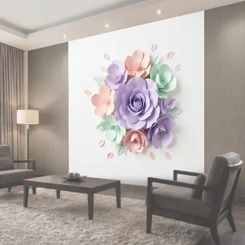 Фотообои Пастельный букет из бумажных цветов