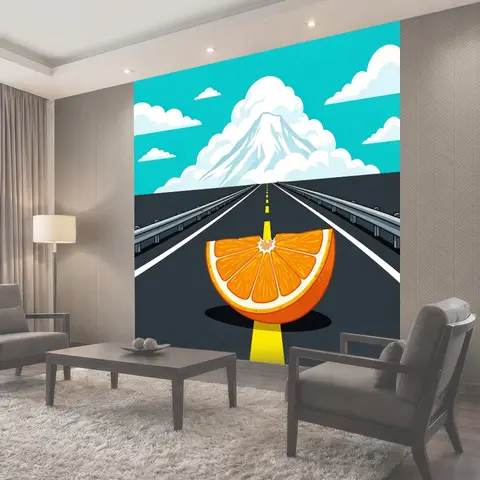 Фотообои Апельсин на дороге к горам
