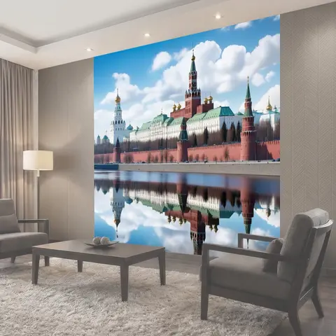 Фотообои Красная, стена, река город столица