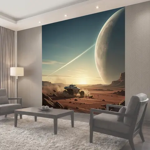 Фотообои Космический пейзаж с луноходом