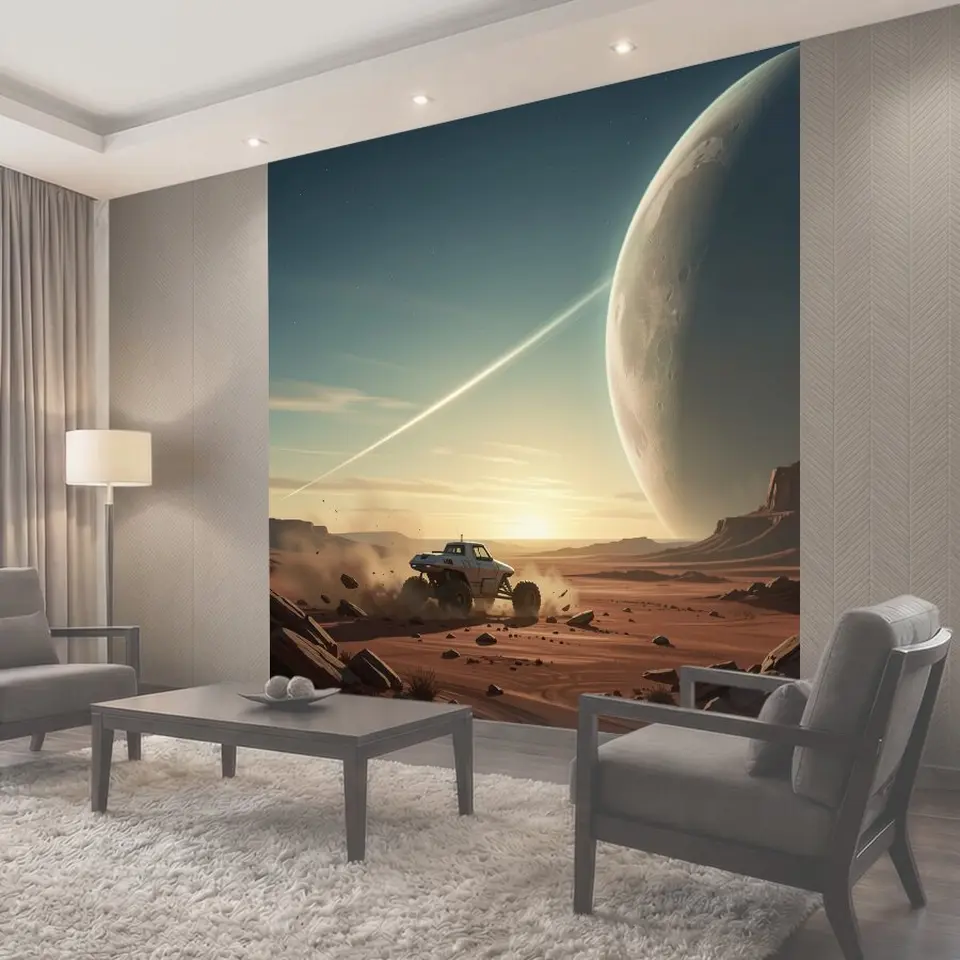 Фотообои Космический пейзаж с луноходом