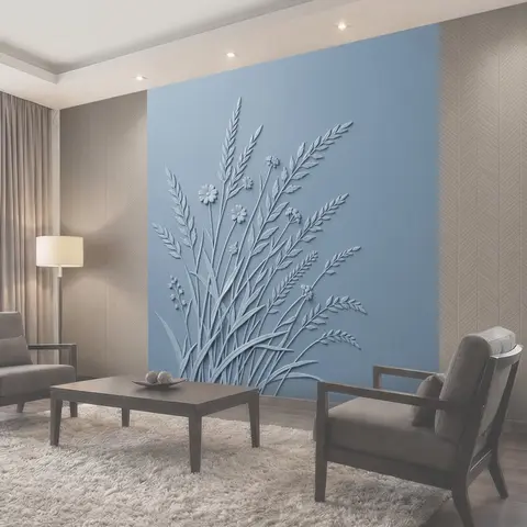Фотообои Полевые травы и цветы барельеф