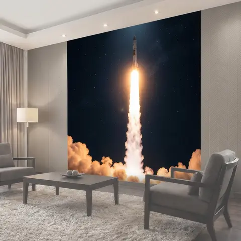 Фотообои Старт ракеты в ночном небе