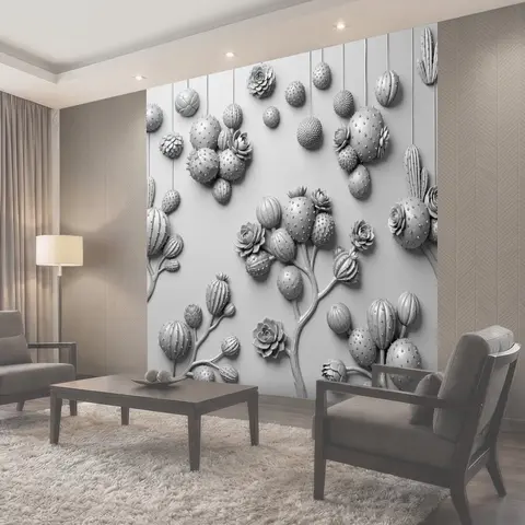 Фотообои Кактусы и суккуленты в 3D