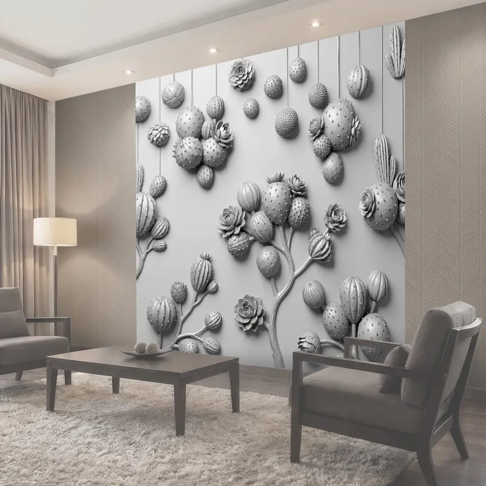 Фотообои Кактусы и суккуленты в 3D