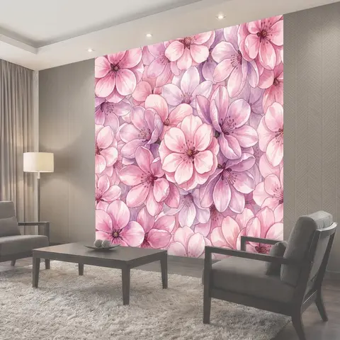 Фотообои Акварельные цветы сакуры